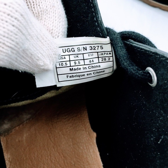 UGG Mens Chukka Boot Black Crinkled Leather Leighton Desert Shoe Crepe Sole 10.5 - Picture 11 of 13